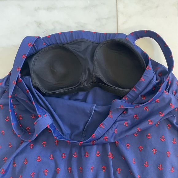 Miraclesuit, size XL (?), navy with red anchors tank over one piece built in bra - Picture 5 of 11